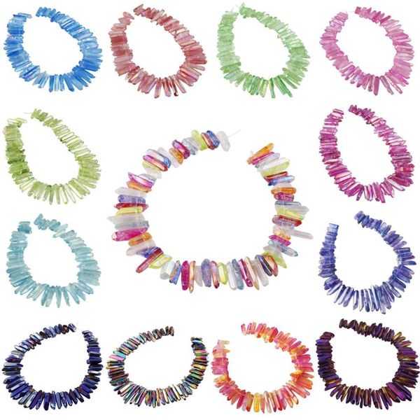 crystal natural rough/polished quartz crystals points titanium coated sticks spikes irregular drilled loose beads 15'' strand
crystal natural rough/polished quartz crystals points titanium coated sticks spikes irregular drilled loose beads 15'' strand