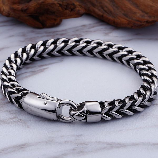 bangle 9" braided genuine leather mens bracelets stainless steel wristband for men boys charm cuff bangle hand jewellery accessories, Black
bangle 9" braided genuine leather mens bracelets stainless steel wristband for men boys charm cuff bangle hand jewellery accessories, Black