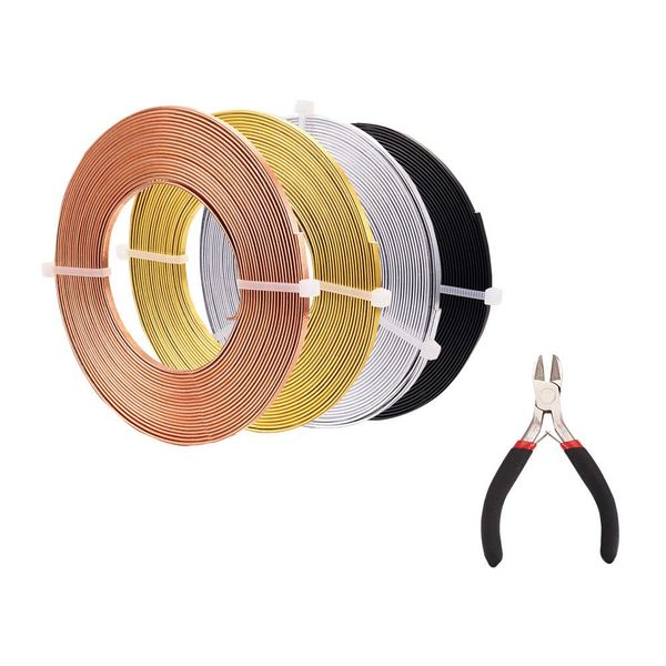polish 4 rolls 3mm flat aluminum wire with 1 pc carbon steel jewelry pliers for diy jewelry making accessories sets about 5m/roll, Blue
polish 4 rolls 3mm flat aluminum wire with 1 pc carbon steel jewelry pliers for diy jewelry making accessories sets about 5m/roll, Blue
