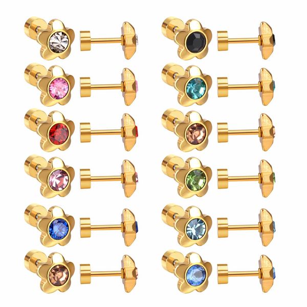 stud asonsteel 12pairs/lot colorful cubic zirconia flower screw stud earring gold color stainless steel baby earring wholesale women, Golden;silver
stud asonsteel 12pairs/lot colorful cubic zirconia flower screw stud earring gold color stainless steel baby earring wholesale women, Golden;silver