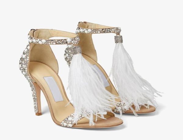 london shoes viola 110 white suede sandals with fix crystals ostrich feather tassel wedding bride party stars catwalk6000336, Black
london shoes viola 110 white suede sandals with fix crystals ostrich feather tassel wedding bride party stars catwalk6000336, Black