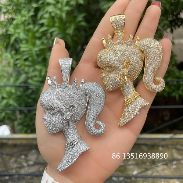 necklaces gold color girl head shape pendant cubic zircon hip hop necklace chain for men women fashion rock rapper style jewelry, Silver
necklaces gold color girl head shape pendant cubic zircon hip hop necklace chain for men women fashion rock rapper style jewelry, Silver