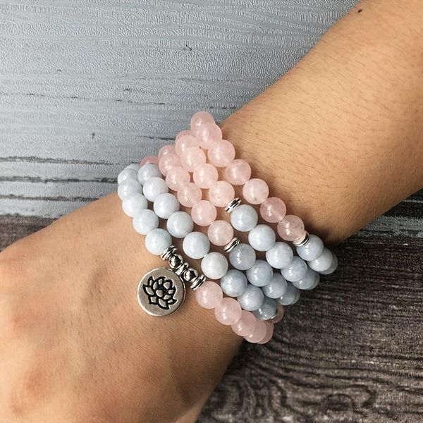 bangle new design 108 prayer beads om lotus bracelet and necklace 8mm aquamarine rose quartzs healing meditation mala jewelry, Black
bangle new design 108 prayer beads om lotus bracelet and necklace 8mm aquamarine rose quartzs healing meditation mala jewelry, Black