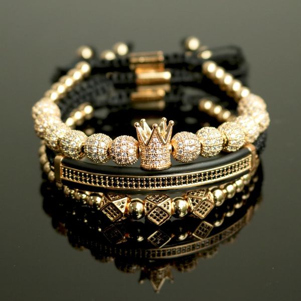 bangle 3pcs/set hip hop gold crown bracelets 8mm cubic micro pave cz ball charm braided braiding man luxury jewelry pulseira bileklik, Black
bangle 3pcs/set hip hop gold crown bracelets 8mm cubic micro pave cz ball charm braided braiding man luxury jewelry pulseira bileklik, Black