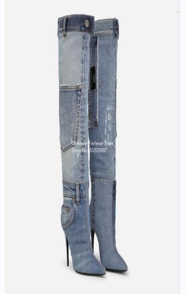 boots women patchwork denim knee high pointed toe stiletto comfort fashion autumn winter plus size 3443 arrival 20233542177, Black
boots women patchwork denim knee high pointed toe stiletto comfort fashion autumn winter plus size 3443 arrival 20233542177, Black