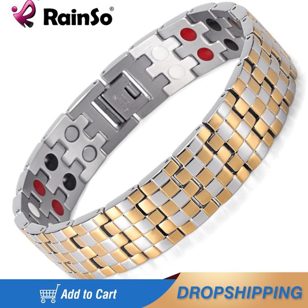 bangle rainso fashion double row 4 elements healthy bracelet for man stainless steel hand link wristband polished bracelet viking, Black
bangle rainso fashion double row 4 elements healthy bracelet for man stainless steel hand link wristband polished bracelet viking, Black