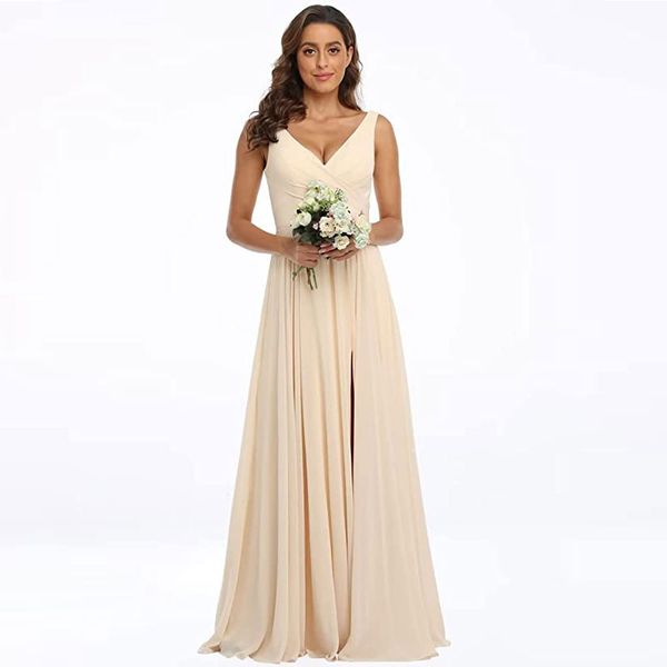 2023 new v-neck slit prom dress long chiffon pleated a-line sleeveless women's dress special occasion dress, Black
2023 new v-neck slit prom dress long chiffon pleated a-line sleeveless women's dress special occasion dress, Black