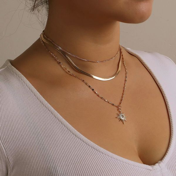 snake chain necklace layered luxury jewelry fashion geometric snake chain female necklace, multi-layer trend temperament metal necklacevalen, Silver 
snake chain necklace layered luxury jewelry fashion geometric snake chain female necklace, multi-layer trend temperament metal necklacevalen, Silver