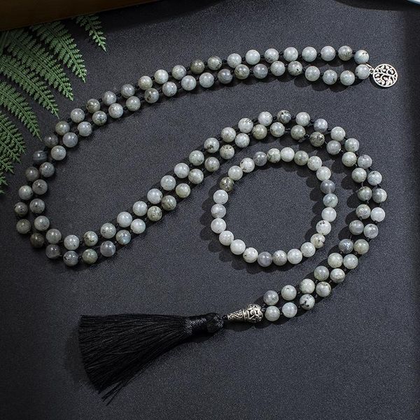 necklaces 8mm natural white labradorite mala necklace meditation yoga spirit jewelry sets 108 japamala men and women tree of life rosary, Silver
necklaces 8mm natural white labradorite mala necklace meditation yoga spirit jewelry sets 108 japamala men and women tree of life rosary, Silver