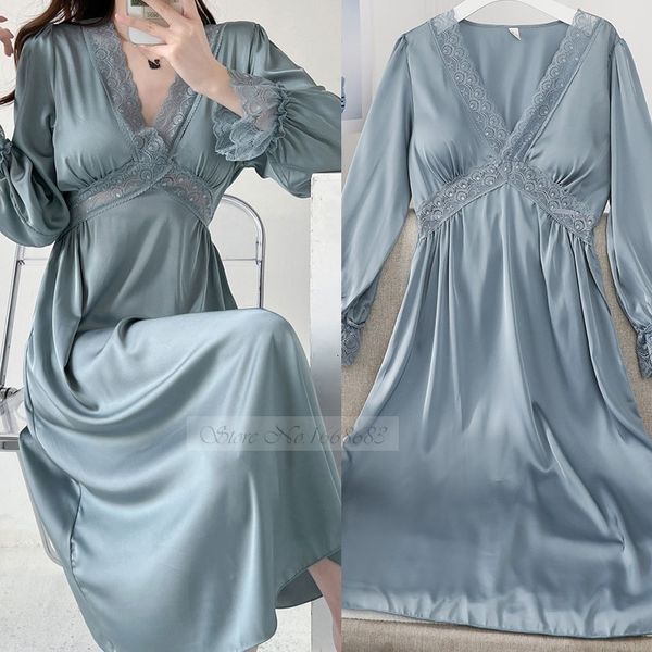 pyjamas female long nightdress hollow lace sleepwear home dress style princess nightgown nightwear casual satin loungewear 230520, Black;white
pyjamas female long nightdress hollow lace sleepwear home dress style princess nightgown nightwear casual satin loungewear 230520, Black;white