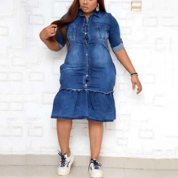 plus size dresses 4xl 5xl size jeans dress african ladies fashion single breasted turn down collar short sleeve mid calf elegant office 2305, Black
plus size dresses 4xl 5xl size jeans dress african ladies fashion single breasted turn down collar short sleeve mid calf elegant office 2305, Black