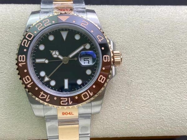 with original box men's watch rose gold ceramics gmt automatic wristwatch 40mm male watches 904l stainless bezel sapphire night vision, Slivery;brown
with original box men's watch rose gold ceramics gmt automatic wristwatch 40mm male watches 904l stainless bezel sapphire night vision, Slivery;brown