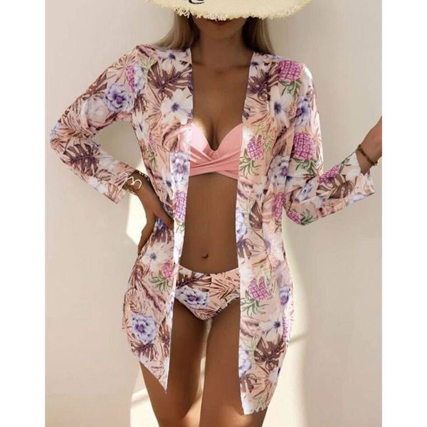 women's swimwear three pieces bikini set cover up women push twist swimsuit print long sleeve biquini bathing suit summer 230520, White;black
women's swimwear three pieces bikini set cover up women push twist swimsuit print long sleeve biquini bathing suit summer 230520, White;black