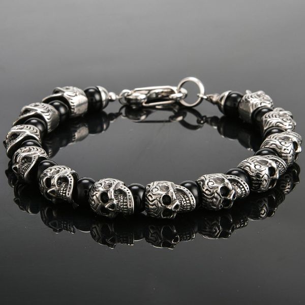 bangle vintage stainless steel skull beads bracelet men 8mm natural stone mens beaded bracelets 2022 hiphop rock friends jewelry, Black
bangle vintage stainless steel skull beads bracelet men 8mm natural stone mens beaded bracelets 2022 hiphop rock friends jewelry, Black