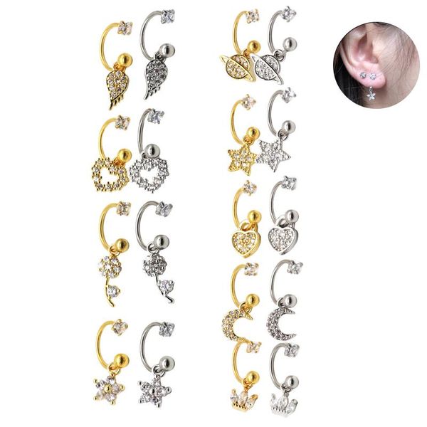 huggie crysyal earring clear zircon pendant star heart moon helix cartilage 0.8mm bar ear stud fashion women girl jewelry nose ring, Golden;silver
huggie crysyal earring clear zircon pendant star heart moon helix cartilage 0.8mm bar ear stud fashion women girl jewelry nose ring, Golden;silver