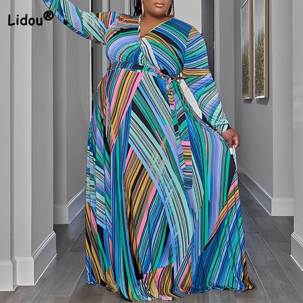 plus size dresses spring autumn trend female clothing streetwear v-neck belt included colour striped print long sleeve loose size maxi dress, Black
plus size dresses spring autumn trend female clothing streetwear v-neck belt included colour striped print long sleeve loose size maxi dress, Black