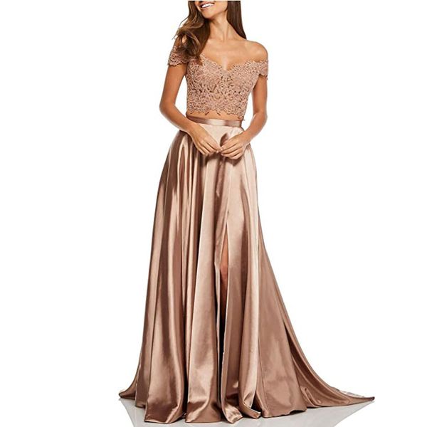 2023 new women's two-piece off-the-shoulder lace satin ball gown formal evening dress with slit length special occasion dress, Black;red
2023 new women's two-piece off-the-shoulder lace satin ball gown formal evening dress with slit length special occasion dress, Black;red