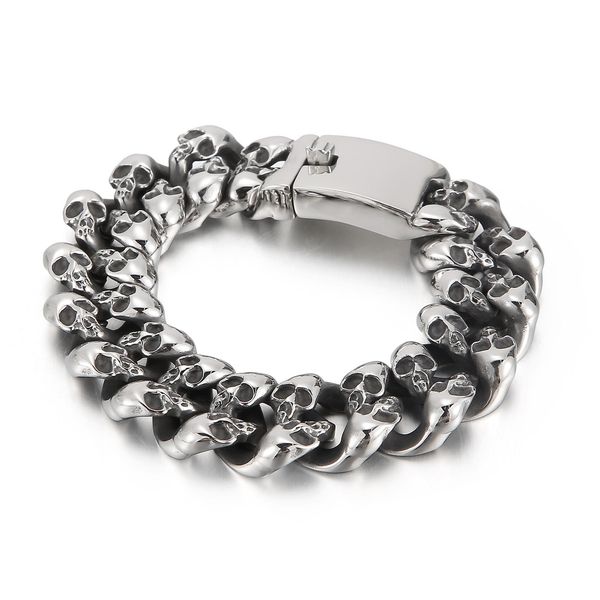 bangle 20mm big heavy metal skull cuban chain bracelet men 316l stainless steel, Black
bangle 20mm big heavy metal skull cuban chain bracelet men 316l stainless steel, Black