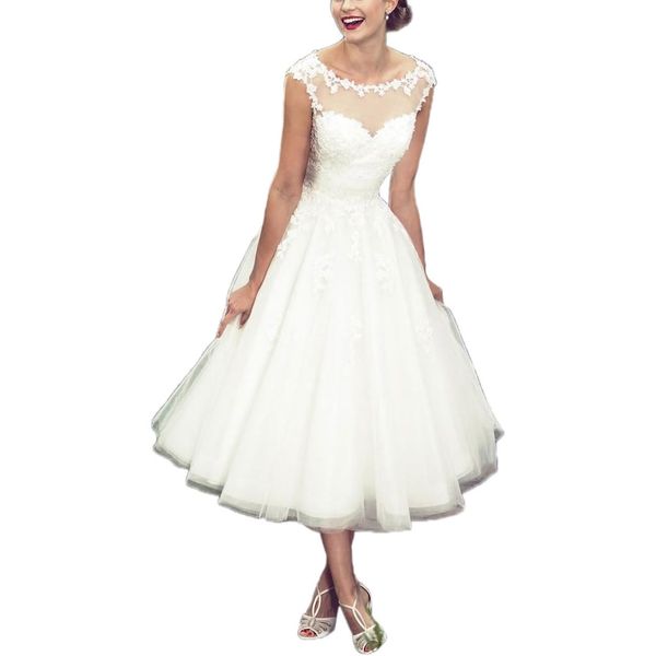 women' elegant transparent retro short lace bridal dress ball gown wedding dress party dress, White
women' elegant transparent retro short lace bridal dress ball gown wedding dress party dress, White