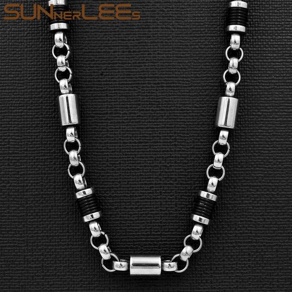 necklaces sunnerlees 316l stainless steel necklace 7mm geometric link chain silver color black silicone men women jewelry gift sc173 n
necklaces sunnerlees 316l stainless steel necklace 7mm geometric link chain silver color black silicone men women jewelry gift sc173 n