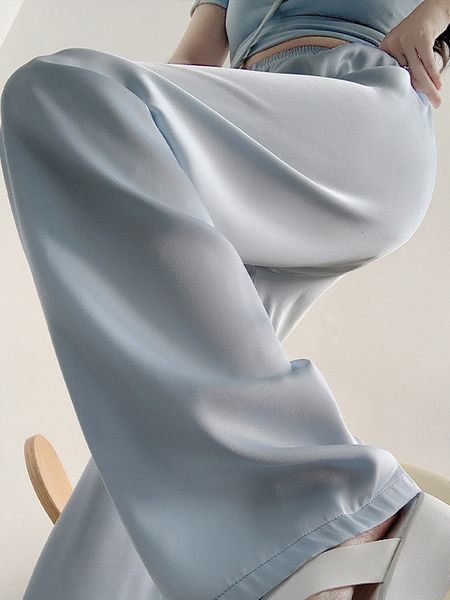 women's pants s satin ice slik for women 2023 summer loose thin slim wide leg trousers elegant straight fulllength baggy slacks 230520, Black;white
women's pants s satin ice slik for women 2023 summer loose thin slim wide leg trousers elegant straight fulllength baggy slacks 230520, Black;white