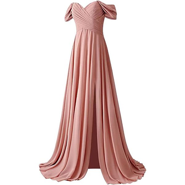 2023 new chiffon off-shoulder bridesmaid dress long pleated formal party prom dress slit ball special occasion dress, Black
2023 new chiffon off-shoulder bridesmaid dress long pleated formal party prom dress slit ball special occasion dress, Black