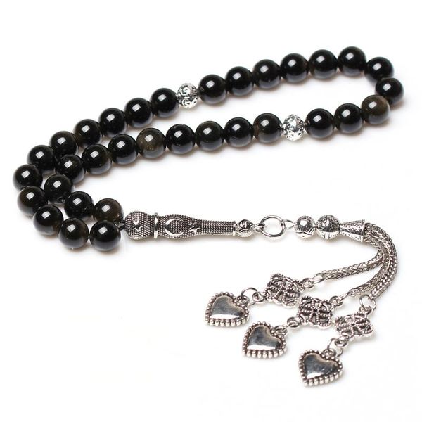 bangle natural gemstone gold obsidian beaded rosary muslim misbaha, Black 
bangle natural gemstone gold obsidian beaded rosary muslim misbaha, Black