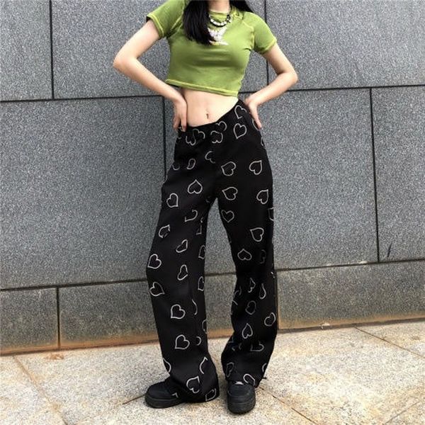 women's pants s feiernan harajuku heart print wide leg pant vintage oversize hip hop black trousers for female korean style fashion 230, Black;white
women's pants s feiernan harajuku heart print wide leg pant vintage oversize hip hop black trousers for female korean style fashion 230, Black;white