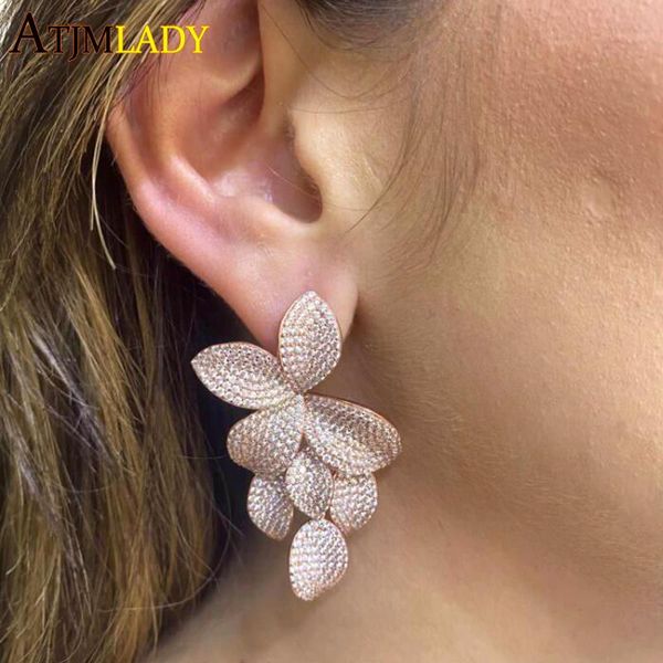 knot new arrived iced out luxury bling cz fashion women jewelry micro pave 5a cz big flower charm drip cz leaf dangle earrings, Silver
knot new arrived iced out luxury bling cz fashion women jewelry micro pave 5a cz big flower charm drip cz leaf dangle earrings, Silver