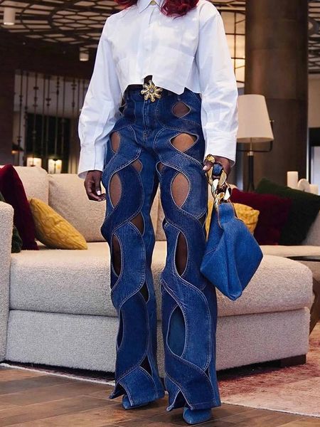 women's pants s streetwear hollow out jeans for women casual criss cross straight flare denim 2023 ins fashion wide leg trousers 230520, Black;white
women's pants s streetwear hollow out jeans for women casual criss cross straight flare denim 2023 ins fashion wide leg trousers 230520, Black;white