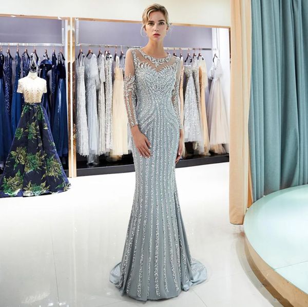 new gorgeous evening dresses mermaid prom party gown scoop long sleeve floor-length sweep train beaded crystal tulle long illusion plus size, Black
new gorgeous evening dresses mermaid prom party gown scoop long sleeve floor-length sweep train beaded crystal tulle long illusion plus size, Black
