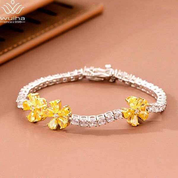 bangle wuiha romantic solid 925 sterling silver created moissanite citrine gemstone wedding flowers charm bracelets women fine jewelry, Black
bangle wuiha romantic solid 925 sterling silver created moissanite citrine gemstone wedding flowers charm bracelets women fine jewelry, Black