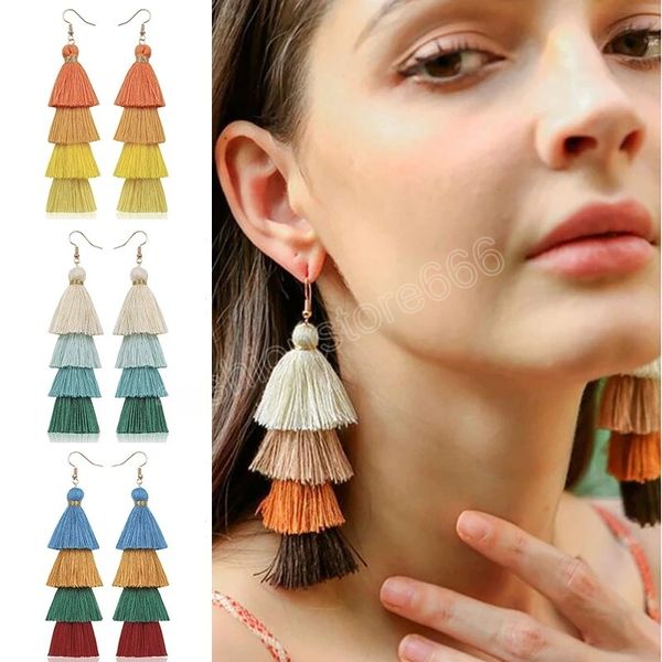 bohemian 4 layered tassel earrings for women ethnic long fringe multi color statement dangle earring girls ear jewelry accessory, Silver
bohemian 4 layered tassel earrings for women ethnic long fringe multi color statement dangle earring girls ear jewelry accessory, Silver