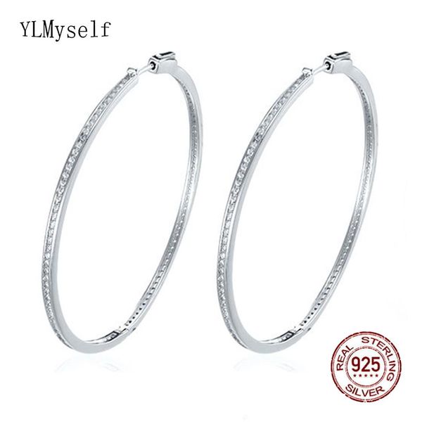 huggie 59mm/65mm/69mm real sterling silver large hoop earring pave full zircon stones circle round fine jewelry 925 jewellery for women, Golden;silver
huggie 59mm/65mm/69mm real sterling silver large hoop earring pave full zircon stones circle round fine jewelry 925 jewellery for women, Golden;silver
