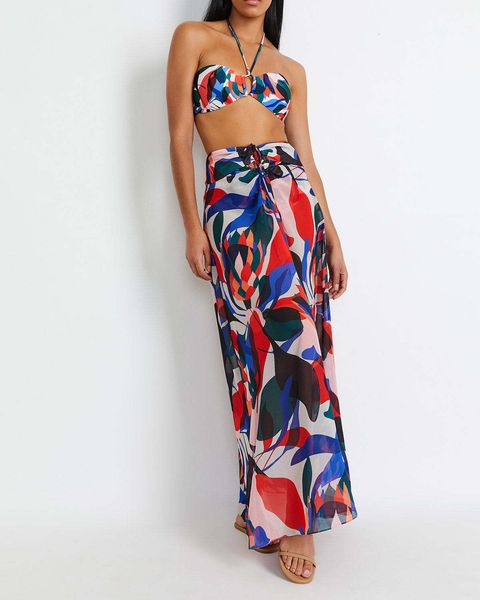 women's swimwear fashion printed bikini two piece swimsuit and skirt lacing up halter beachwear high waist summer swimming backless 230, White;black
women's swimwear fashion printed bikini two piece swimsuit and skirt lacing up halter beachwear high waist summer swimming backless 230, White;black