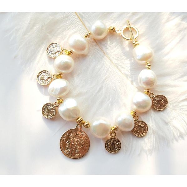bangle lii ji baroque pearl golden coin charms bracelet natural white pearl copper gold plated bracelets fashin jewelry for women party, Black
bangle lii ji baroque pearl golden coin charms bracelet natural white pearl copper gold plated bracelets fashin jewelry for women party, Black