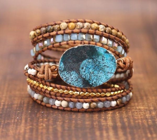 bangle women leather bracelet unique mixed natural stones gilded stone charm 5 strands wrap bracelets handmade boho bracelet, Black
bangle women leather bracelet unique mixed natural stones gilded stone charm 5 strands wrap bracelets handmade boho bracelet, Black