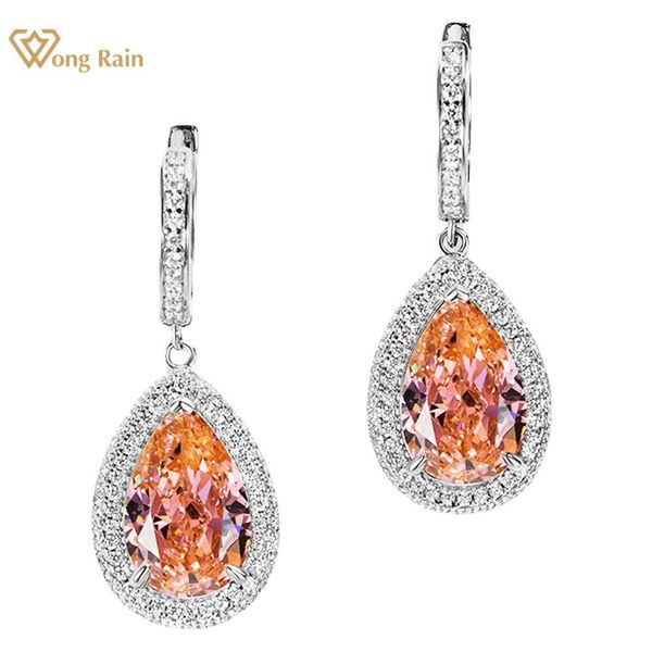 knot wong rain 100% 925 sterling silver crushed ice cut padparadscha high carbon diamonds gemstone drop dangle earrings fine jewelry