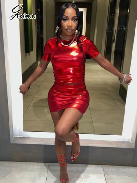 two piece dress joskaa shiny two piece set for women solid short sleeve crop and mini skirt matching summer tracksuits streetwear 230520, White
two piece dress joskaa shiny two piece set for women solid short sleeve crop and mini skirt matching summer tracksuits streetwear 230520, White