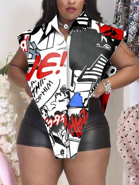 women's plus size tshirt lw letter print split blouse tank mixed shirt collar loose street y2k women's clothing 230520, Black
women's plus size tshirt lw letter print split blouse tank mixed shirt collar loose street y2k women's clothing 230520, Black