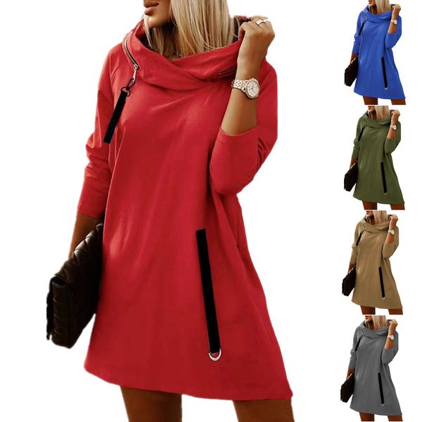 2023 european and american new women's loose zipper hooded long sleeve dress, Black;gray
2023 european and american new women's loose zipper hooded long sleeve dress, Black;gray