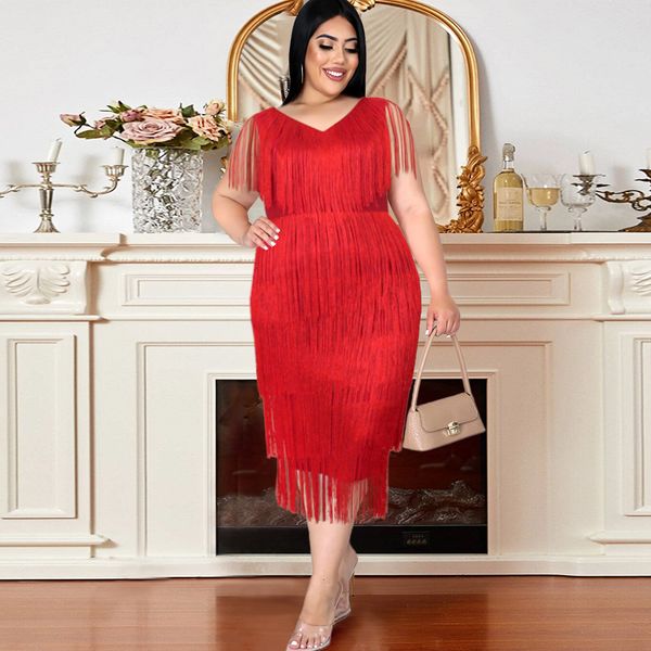 plus size dresses size women party tassels fringe v neck sleeveless lady fashion elegant gowns summer casual outfits 230520, Black
plus size dresses size women party tassels fringe v neck sleeveless lady fashion elegant gowns summer casual outfits 230520, Black