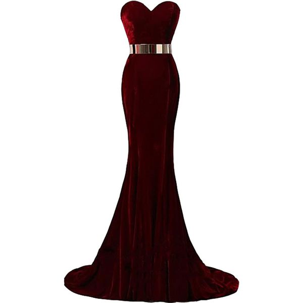 sweetheart mermaid long velvet ball gown gold belt prom dress special occasion dress, Black
sweetheart mermaid long velvet ball gown gold belt prom dress special occasion dress, Black