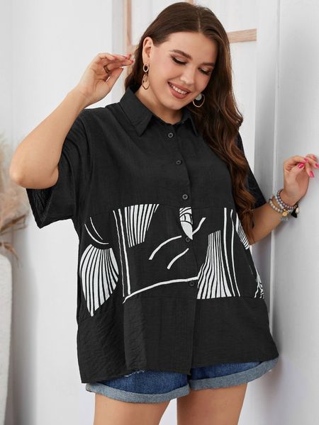 women's plus size tshirt summer women loose navy blue daily casual slimming ladies shirt plus size clothing 230520, Black
women's plus size tshirt summer women loose navy blue daily casual slimming ladies shirt plus size clothing 230520, Black