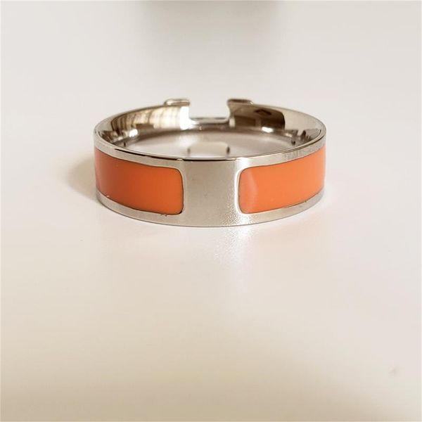 

Designer titanium steel 18K rose gold letter ring with female enamel index finger joint ring for couples