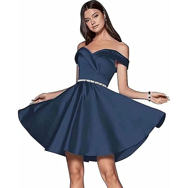 2023 new off-the-shoulder party dress short beaded satin a-line prom dress special occasion dress, Black
2023 new off-the-shoulder party dress short beaded satin a-line prom dress special occasion dress, Black