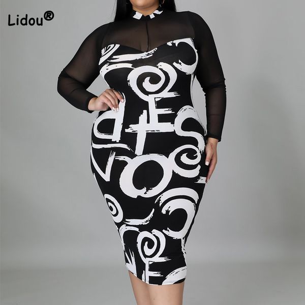 plus size dresses perspective splicing lace long sleeve women's round neck printing slim bag hip spring summer size midi pencil dress 2, Black
plus size dresses perspective splicing lace long sleeve women's round neck printing slim bag hip spring summer size midi pencil dress 2, Black