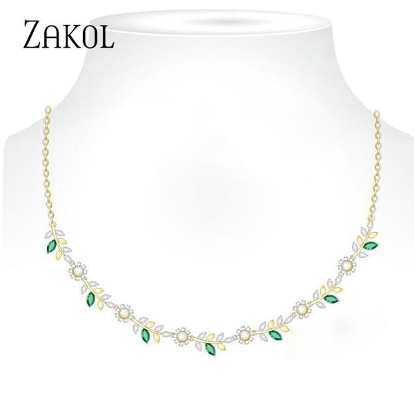 necklaces zakol new arrival trendy green flower aaa cubic zirconia leaf chkoer necklaces for women girls party dinner dress birthday gift, Silver
necklaces zakol new arrival trendy green flower aaa cubic zirconia leaf chkoer necklaces for women girls party dinner dress birthday gift, Silver