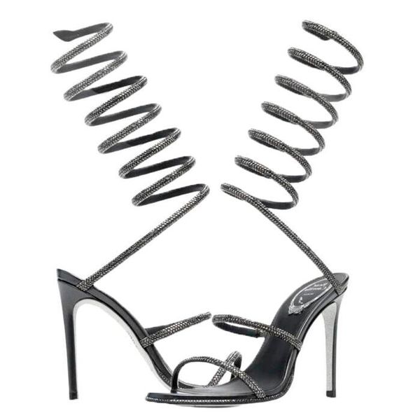 rene caovilla cleo open toe sandals crystal embellished spiral wrap around sandal twining rhinestone sandal women rainbow stiletto heels sho, Black
rene caovilla cleo open toe sandals crystal embellished spiral wrap around sandal twining rhinestone sandal women rainbow stiletto heels sho, Black
