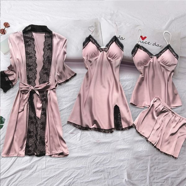 women's sleepwear full slip lace white silk pajamas set women 4pcs chemise bride wedding robe nightgown kimono bathrobe lingerie 230520, Black;red
women's sleepwear full slip lace white silk pajamas set women 4pcs chemise bride wedding robe nightgown kimono bathrobe lingerie 230520, Black;red